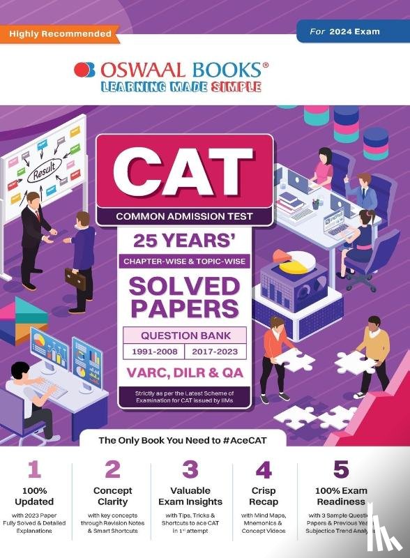 Oswaal Editorial Board - Oswaal CAT 25 YEARS Chapter-wise & Topic-wise Solved Papers (VARC, DILR & QA) (1991-2008 & 2017-2023) for 2024 Exam