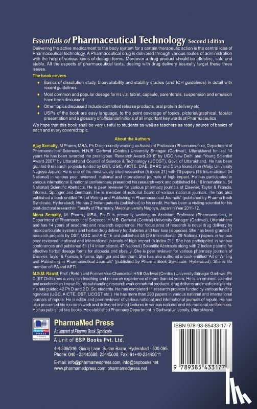 Semalty, Ajay, Semalty, Mona, Rawat, M S M - Essentials of Pharmaceutical Technology
