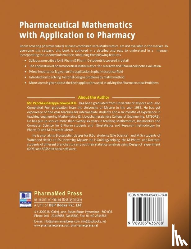 Gowda, D H Panchaksharappa - Pharmaceutical Mathematics with Application to Pharmacy