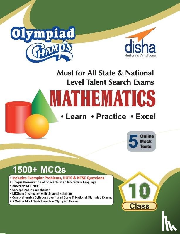 Disha Experts - Olympiad Champs Mathematics Class 10 with 5 Mock Online Olympiad Tests