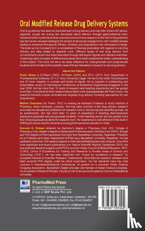 Khare, Piush, Chaurasia, Mohini, Paliwal, Sarvesh K - Oral Modified Release Drug Delivery System