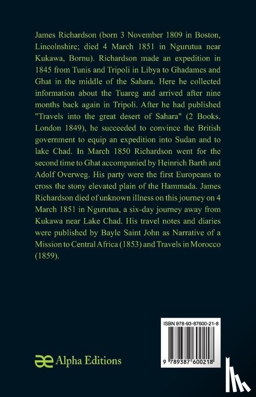 Richardson, James - Narrative of a Mission to Central Africa Performed in the Years 1850-51, (Volume 2) Under the Orders and at the Expense of Her Majesty's Government