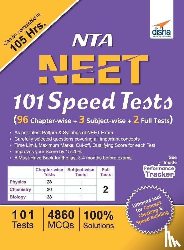 Disha Experts - NTA NEET 101 Speed Tests (96 Chapter-wise + 3 Subject-wise + 2 Full)