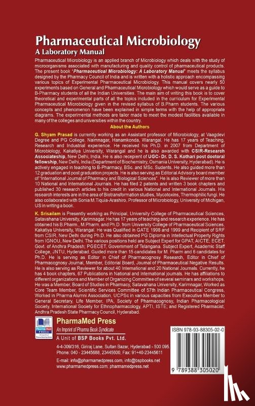 Prasad, G Shyam, K, Srisailam - Pharmaceutical Microbiology