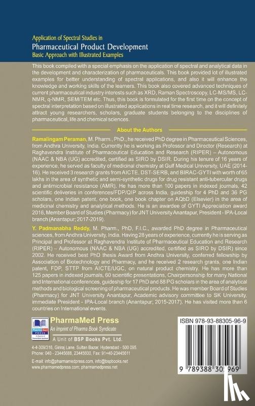 Peraman, Ramalingam, Reddy, Y Padmanabha - Application of Spectral studies in Pharmaceutical Product development