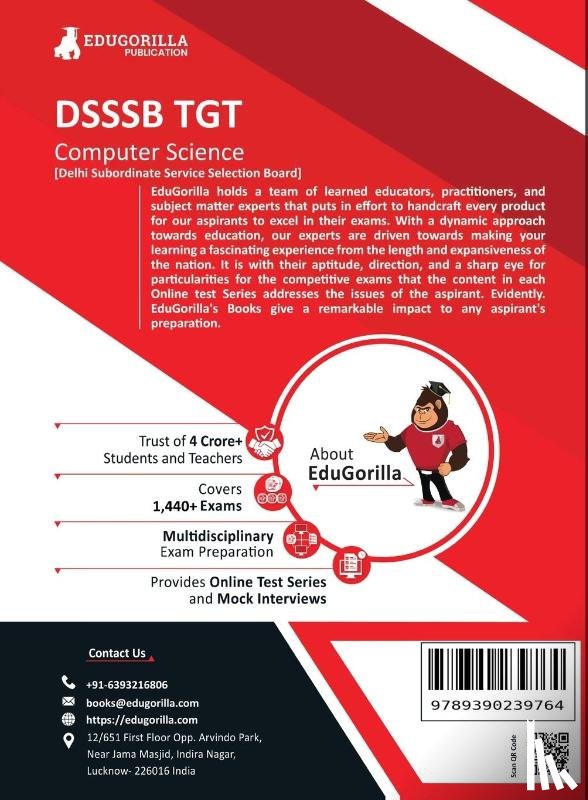 Edugorilla Prep Experts - DSSSB TGT Computer Science Book 2023 (English Edition) - Trained Graduate Teacher - 10 Full Length Mock Tests (2000 Solved Questions) with Free Access to Online Tests