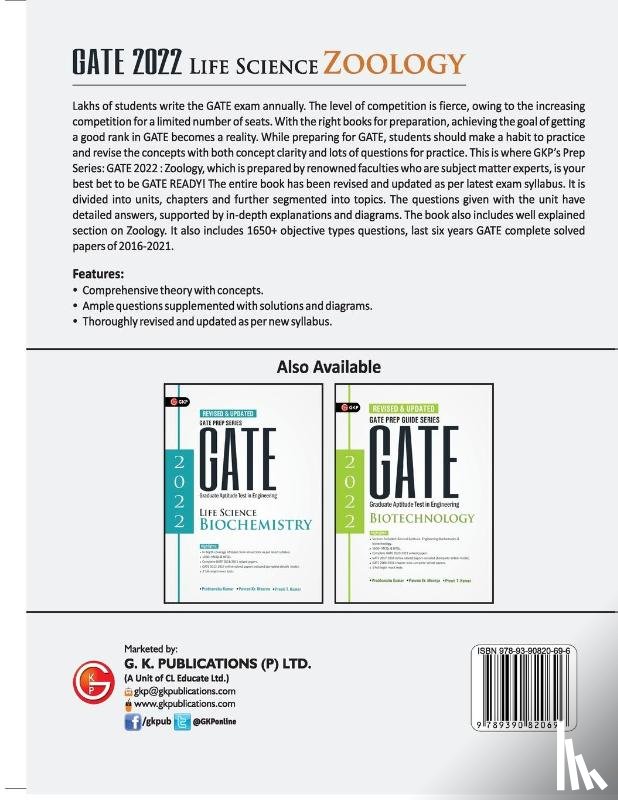 Kumar, Dr Prabhanshu - GATE 2022 Life Science Zoology- Guide by Dr. Prabhanshu Kumar, Dr. Nibedita Mukhopadhyay