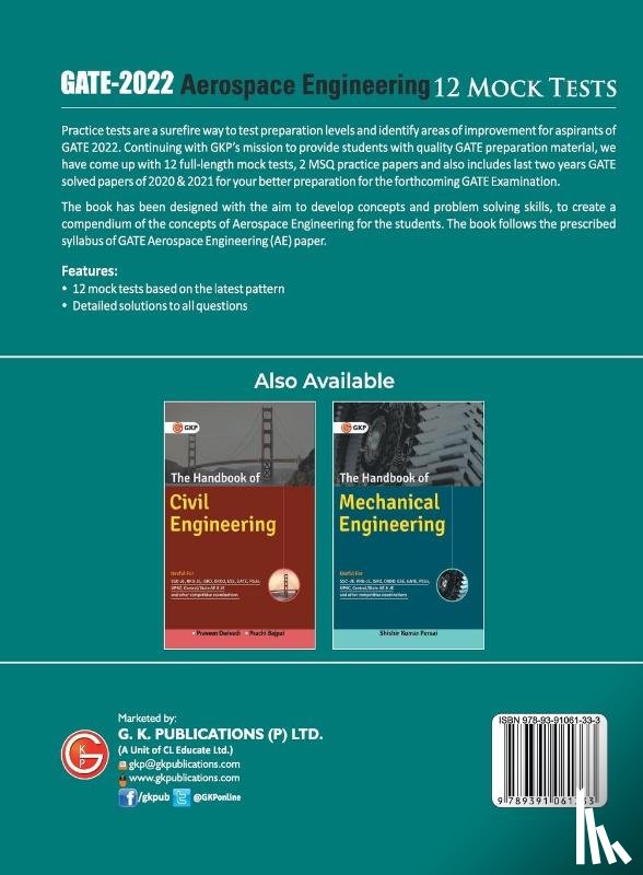 Sadhukhan, Biplab - GATE 2022 - Aerospace Engineering - 12 Mock Tests by Biplab Sadhukhan, Iqbal singh, Prabhakar Kumar, Ranjay KR singh