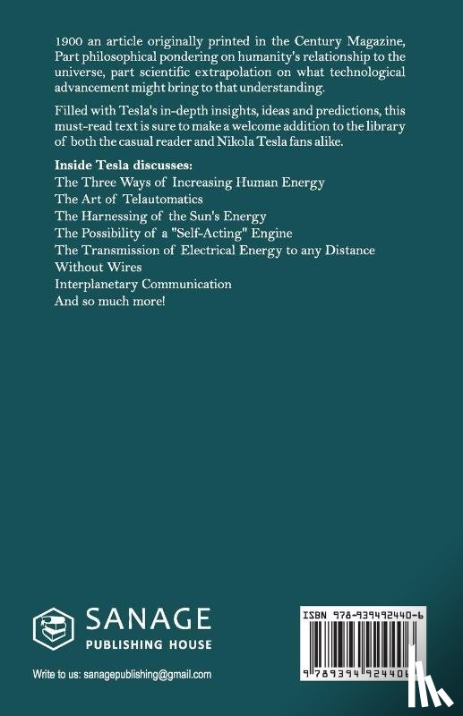 Tesla, Nikola - The Problem of Increasing Human Energy