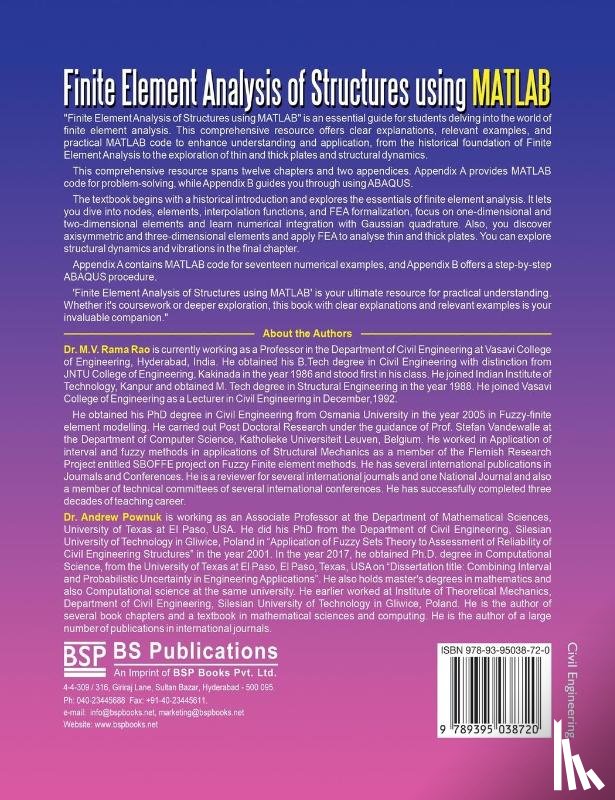 Rao, M. V Rama, Pownuk, Andrew - Finite Element Analysis of Structures Using MATLAB