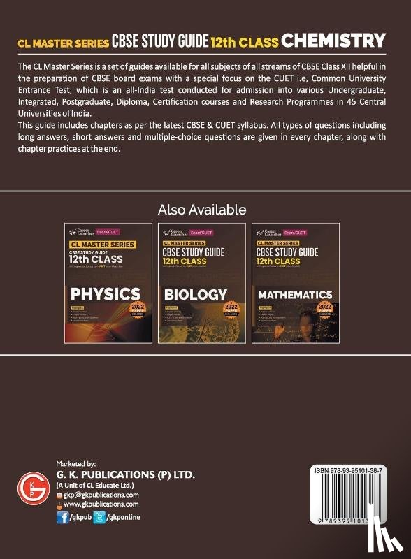 G. K. Publications (P) Ltd. - Board plus CUET 2023 CL Master Series - CBSE Study Guide - Class 12 - Chemistry