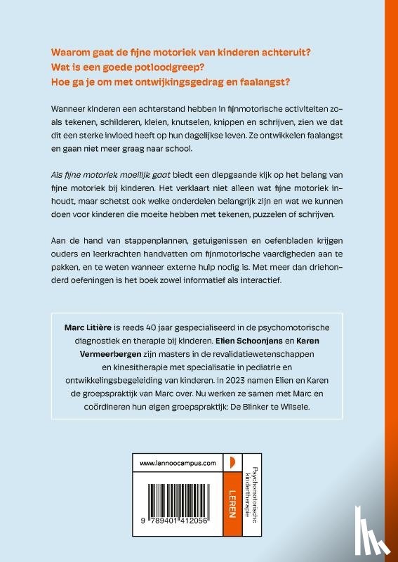 Litière, Marc, Schoonjans, Elien, Vermeerbergen, Karen - Als fijne motoriek moeilijk gaat