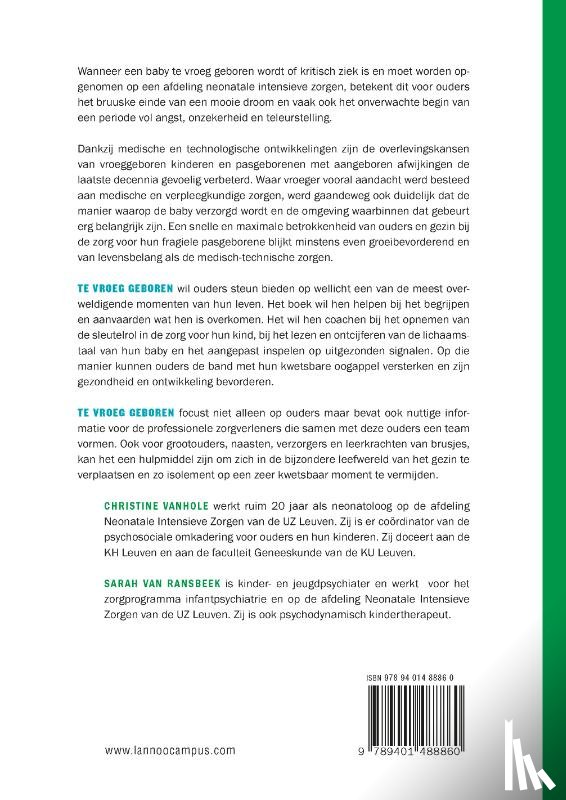 Vanhole, Christine - Te vroeg geboren