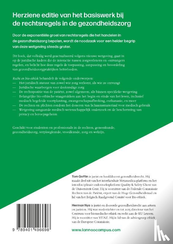 Goffin, Tom, Nys, Herman - Recht en bio-ethiek