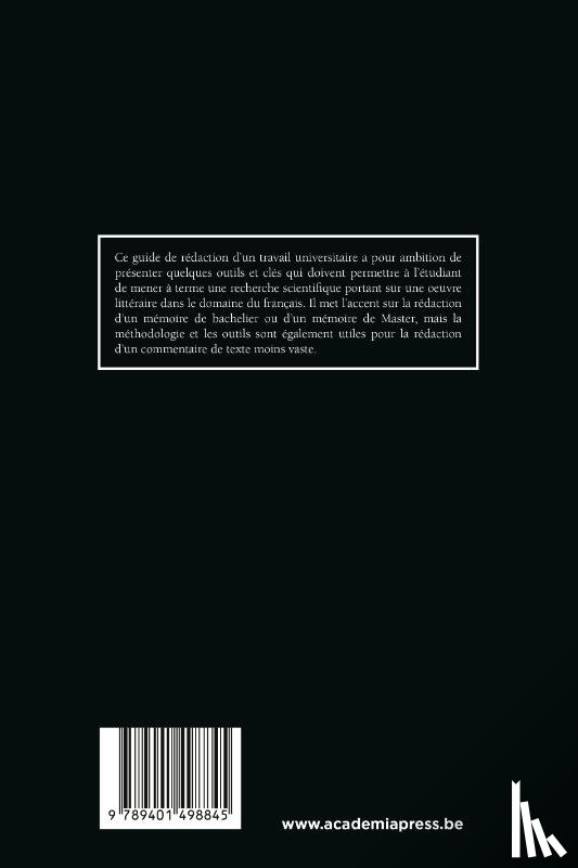 Schoentjes, Pierre, Theeten, Griet - Le travail universitaire en litterature française