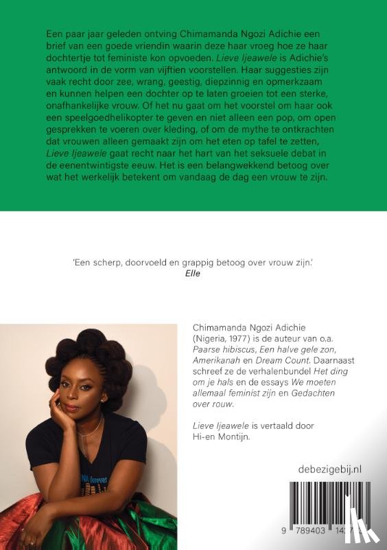 Adichie, Chimamanda Ngozi - Lieve Ijeawele of een feministisch manifest in vijftien voorstellen