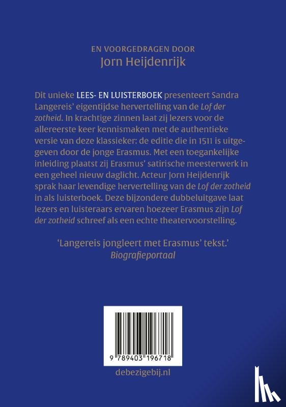 Langereis, Sandra - Erasmus' Lof der Zotheid