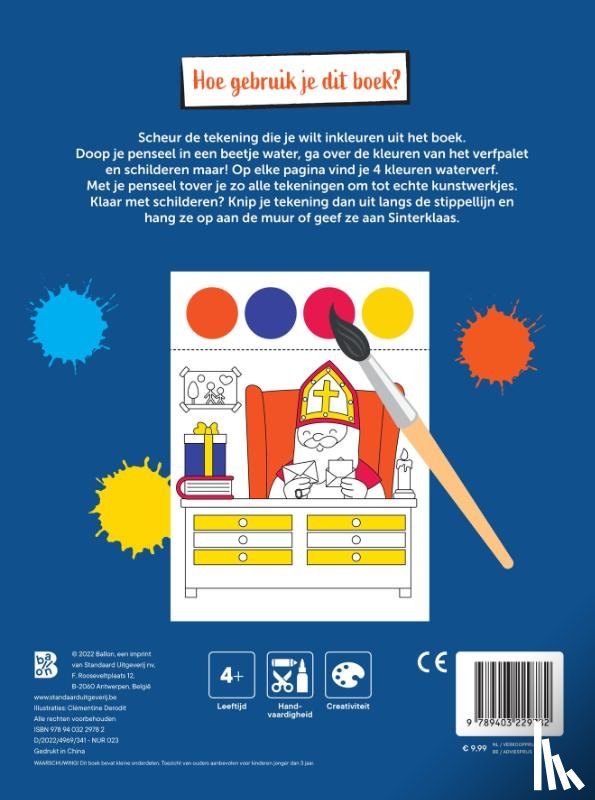  - Kleurboek met verfpalet en penseel Sinterklaas