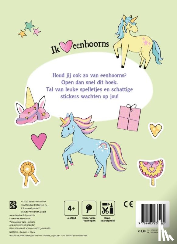  - Eenhoorns, plak en speel