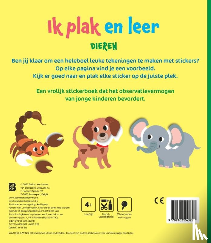  - Ik plak en leer: Dieren (4-5 jaar)