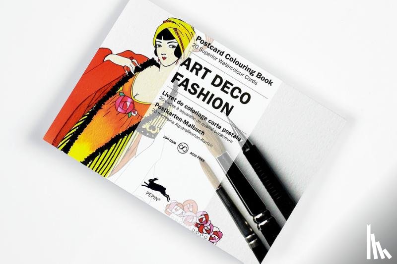 Roojen, Pepin van - Art deco fashion - postcard colouring book; 20 superior watercolour cards