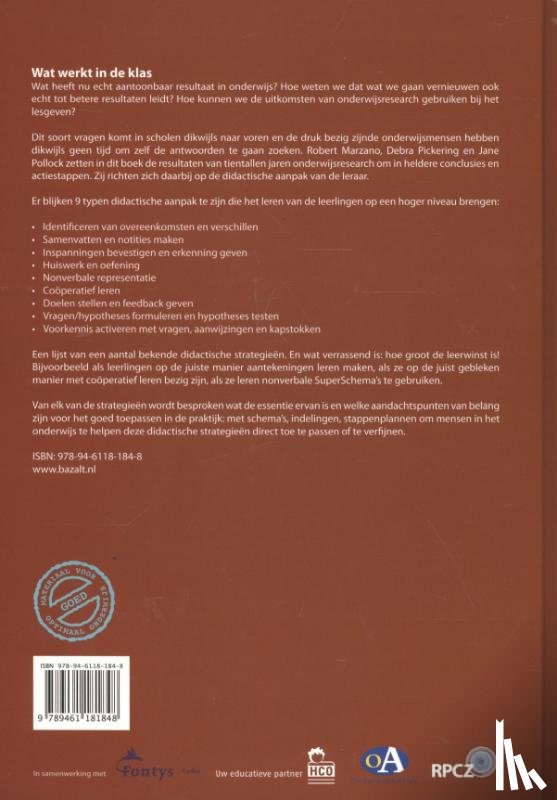 Marzano, Robert J., Pickering, Debra J., Pollock, Jane E. - Wat werkt in de klas