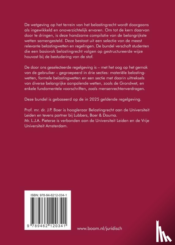 Boer, J.P., Pieterse, L.J.A. - Wetgeving belastingrecht 2025