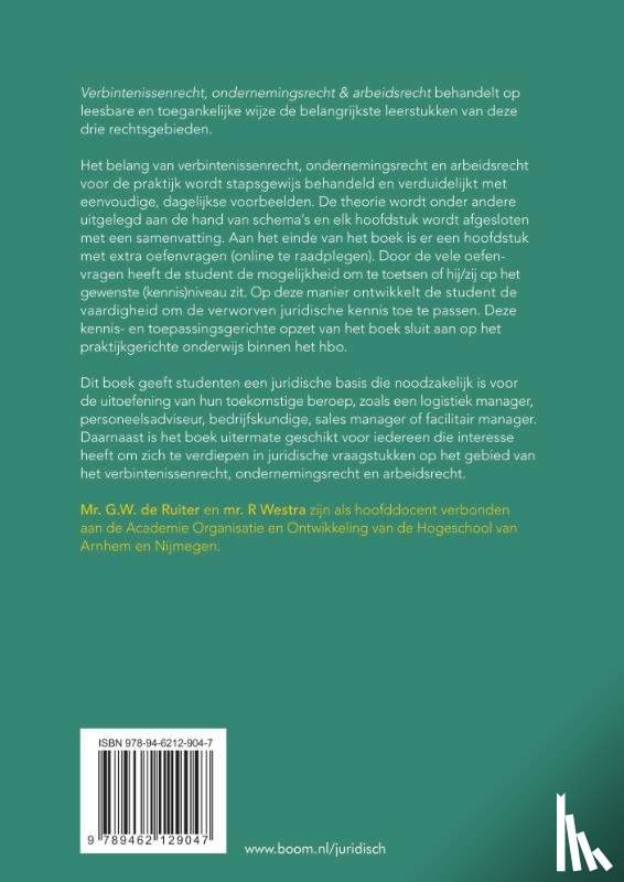 Ruiter, G.W. de, Westra, R. - Verbintenissenrecht, ondernemingsrecht & arbeidsrecht