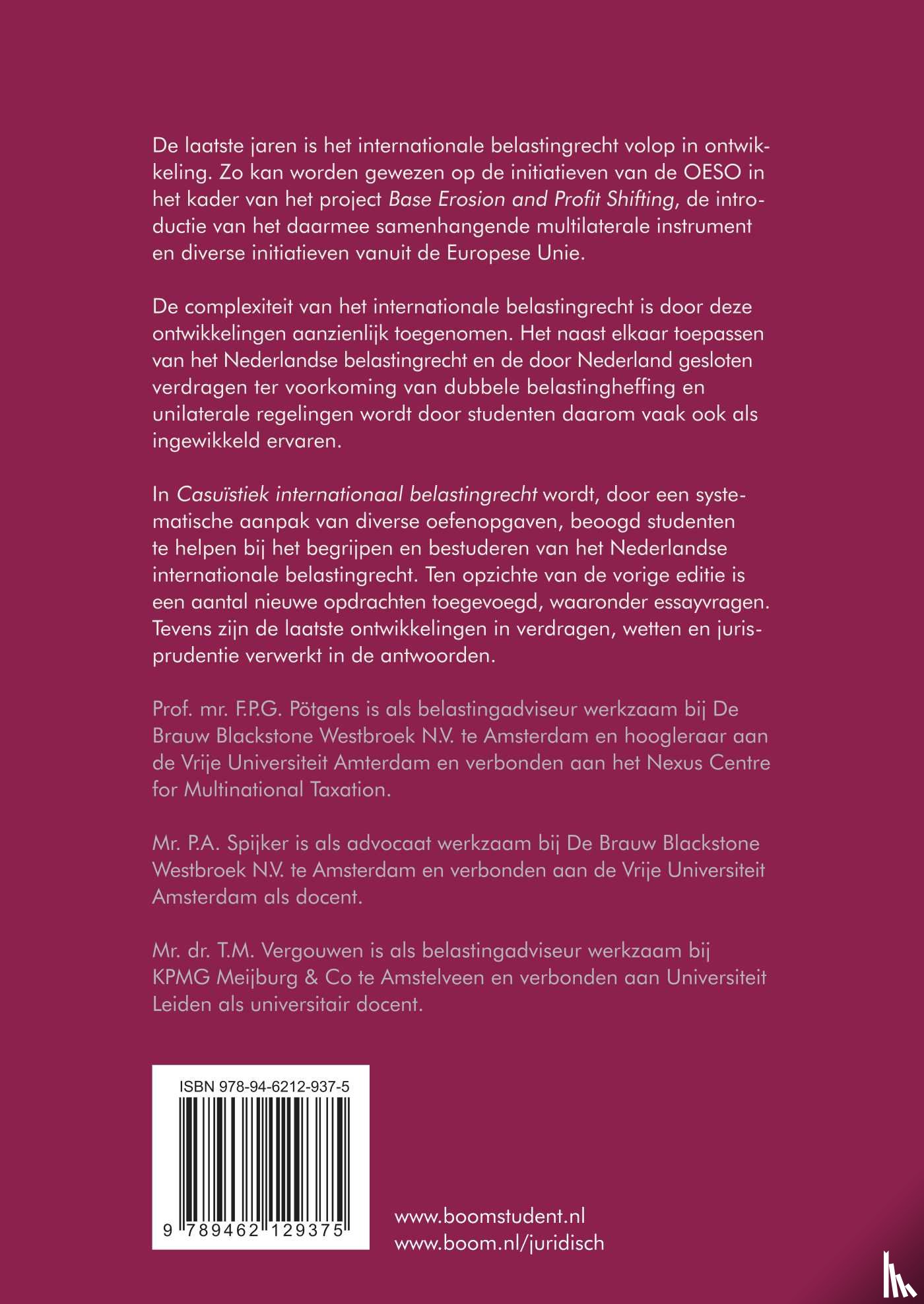 Pötgens, F.P.G., Spijker, P.A., Vergouwen, T.M. - Casuïstiek internationaal belastingrecht