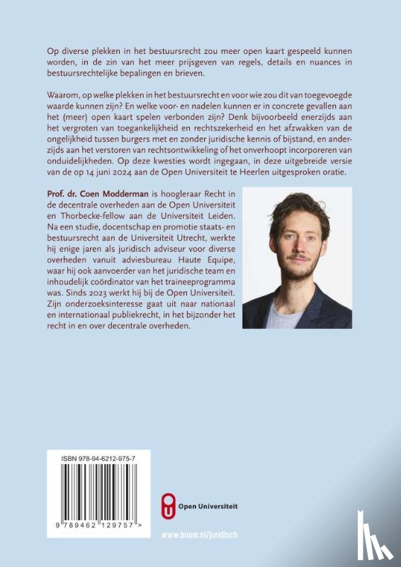 Modderman, Coen - Open kaart spelen in het bestuursrecht