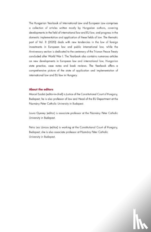  - Hungarian Yearbook of International and European Law 2020