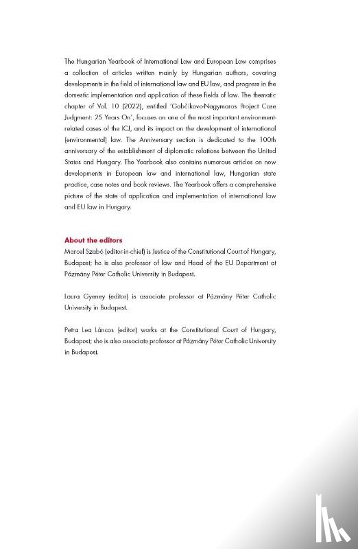  - Hungarian Yearbook of International Law and European Law 2022