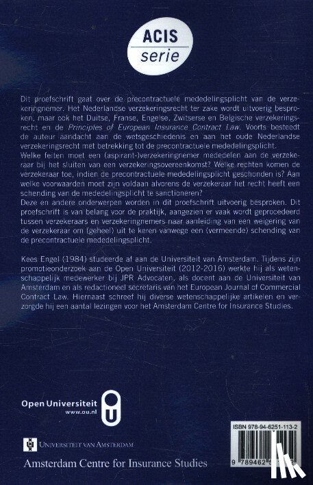 Engel, K. - De precontractuele mededelingsplicht van de verzekeringnemer in rechtsvergelijkend perspectief