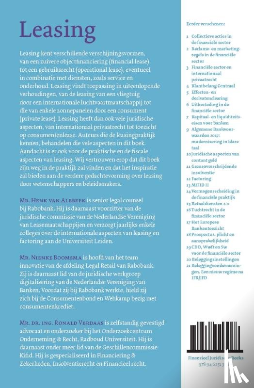 Alebeek, Henk van, Junuzović, Mia, Bentein, Peter-Jan, Tuil, Mark, Zuidgeest, Ruud, Vullings, Stef, Logtenberg, Alexander, Ravelli, Joris, Liempd, Teunie van, Meesters, Anton - Leasing