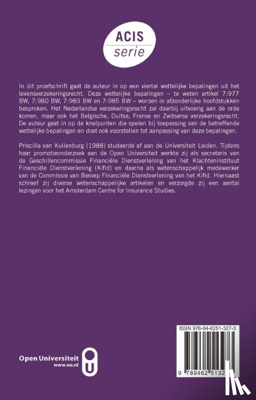 Kuilenburg, Priscilla van - Knelpunten in het levensverzekeringsrecht