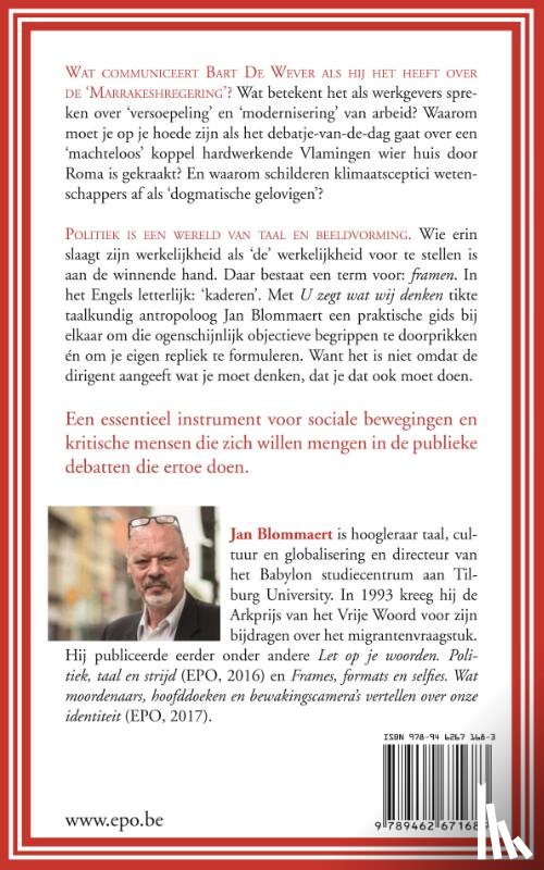 Blommaert, Jan - U zegt wat wij denken