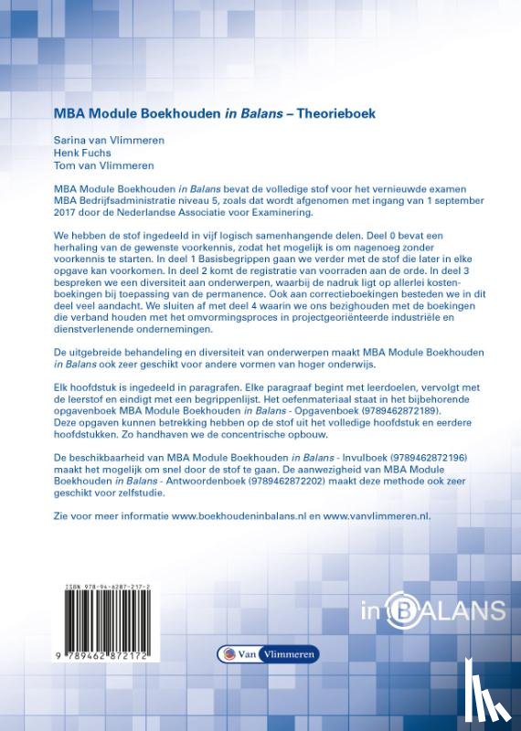 Vlimmeren, Sarina van, Fuchs, Henk, Vlimmeren, Tom van - MBA Module Boekhouden in Balans