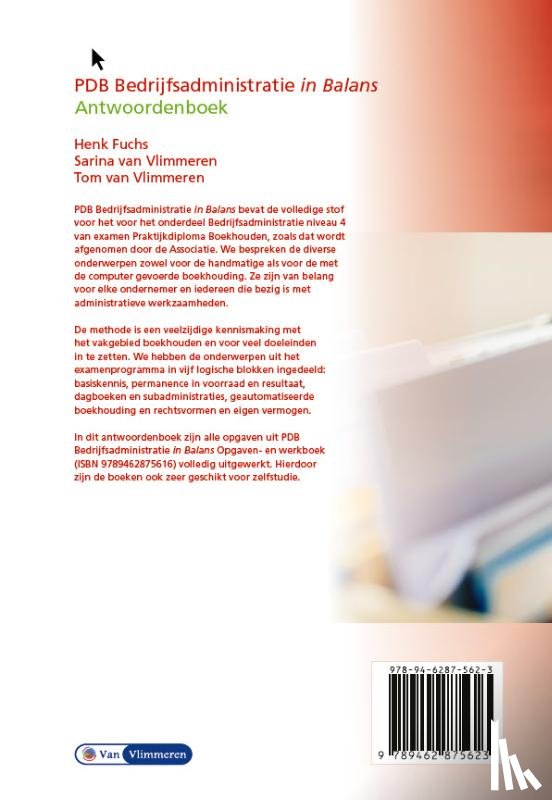 Fuchs, Henk, Vlimmeren, Sarina van, Vlimmeren, Tom van - PDB Bedrijfsadministratie in Balans niveau 4 - Antwoordenboek