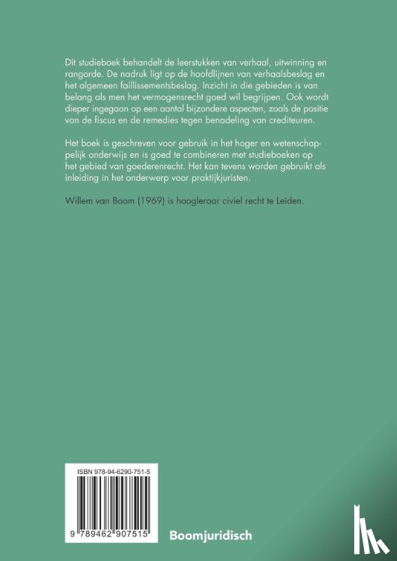 Boom, W.H. van - Verhaal, uitwinning en rangorde