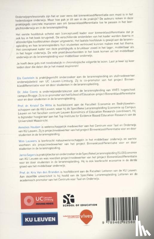 Castelein, Els, Coens, Joke, Witte, Kristof De, Houben, Annelies, Lauwers, Wim, Segers, Jarno, Branden, Kris van den - Binnenklasdifferentiatie, een beroepshouding, geen recept