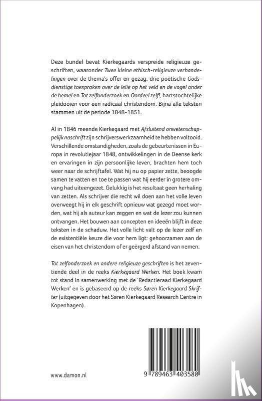 Kierkegaard, Søren - Tot zelfonderzoek en andere religieuze geschriften