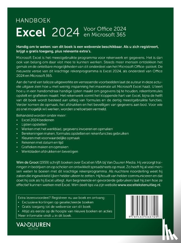 Groot, Wim de - Handboek Excel 2024