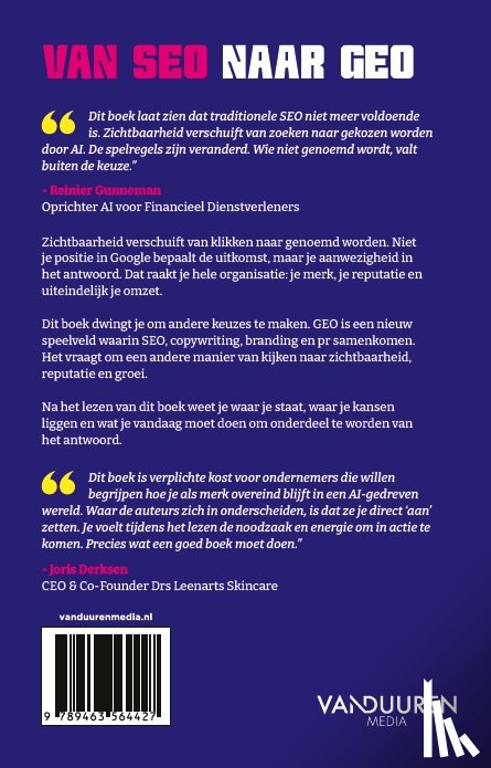 Kranenburg, Martin van, Duuren, Bob van - Van SEO naar GEO