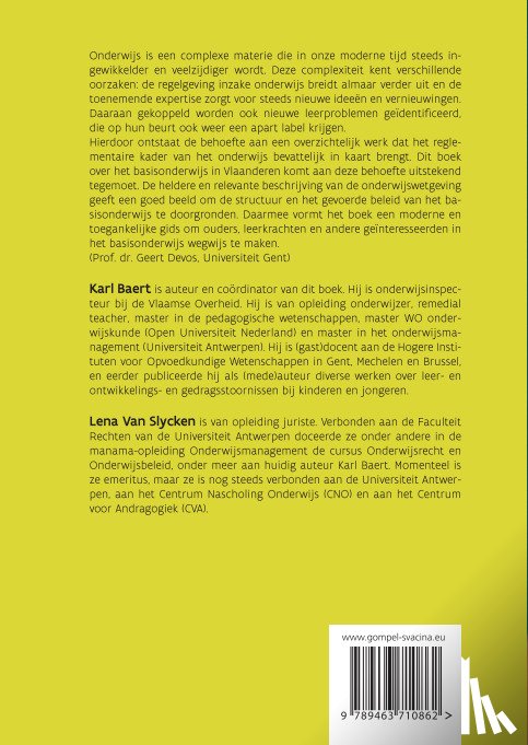 Baert, Karl, Van Slycken, Lena - Regelgeving van het Basisonderwijs in Vlaanderen