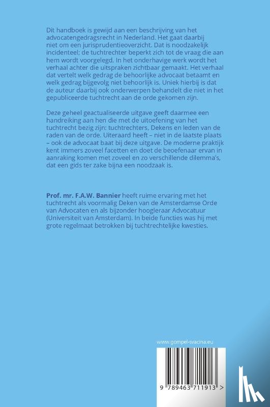 Bannier, Floris A.W. - Handboek advocaten-gedragsrecht