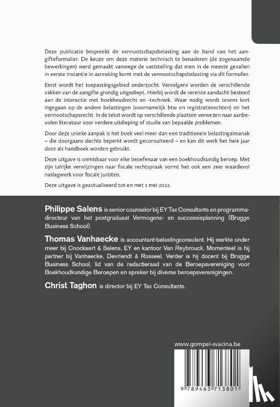 Salens, Philippe, Vanhaecke, Thomas, Taghon, Christ - 3-Aangifte Vennootschapsbelasting 2022 (gedrukte versie)
