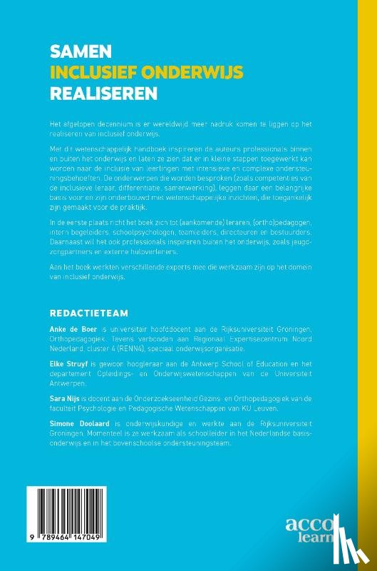 Boer, Anke de, Struyf, Elke, Nijs, Sara - Samen inclusief onderwijs realiseren
