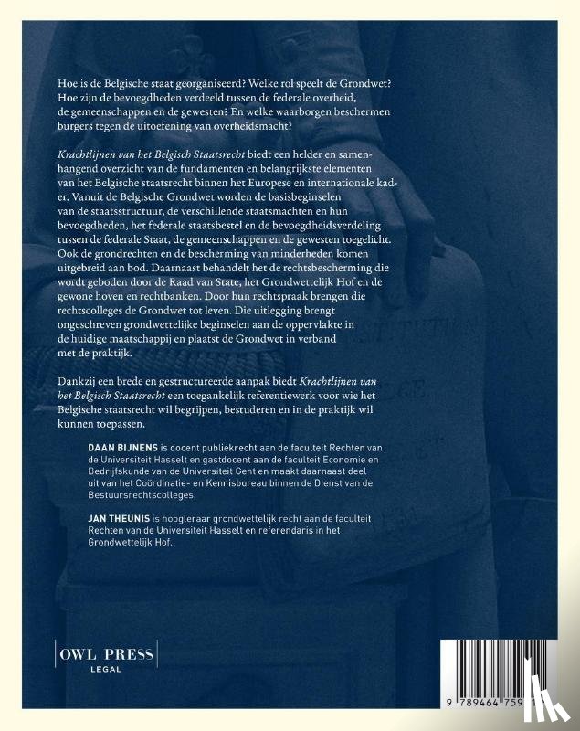 Theunis, Jan, Bijnens, Daan - Krachtlijnen van het Belgisch staatsrecht
