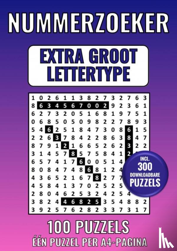 Lettertype Boeken, Groot - Nummerzoeker Extra Groot Lettertype - 100 Puzzels - Eén Puzzel per A4-Pagina