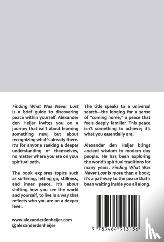 Heijer, Alexander den - Finding what was never lost
